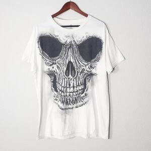 Way to Celebrate Skull Graphic T-Shirt Grunge Horrorcore Punk Streetwear White L